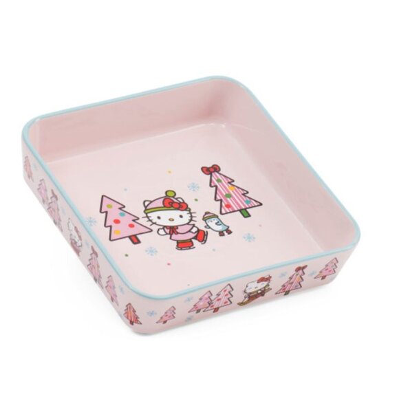 NWT HELLO KITTY Christmas Ice Skates Pink Square Baker 9 x 9 - Picture 1 of 3